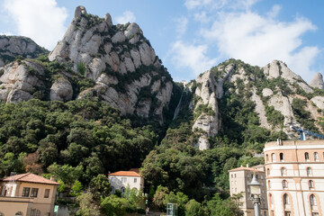 Obraz premium Montserrat is a spectacularly beautiful Benedictine monk mountain located near Barcelona, Spain