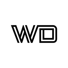 initial letter wd line stroke logo modern
