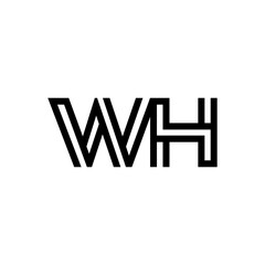 initial letter wh line stroke logo modern