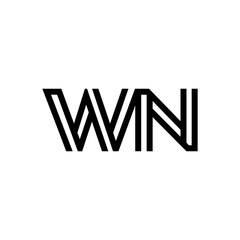 initial letter wn line stroke logo modern