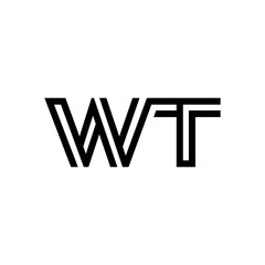 initial letter wt line stroke logo modern