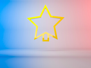 3d illustration, christmas tree star christmas icon, on gradient background