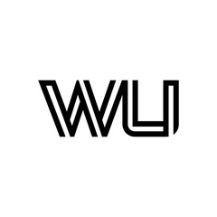 initial letter wu line stroke logo modern