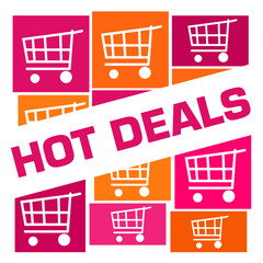 Hot Deals Pink Orange Squares Grid Shopping Carts 