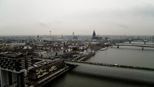 Poller Wiesen Park on Rhine River, Cologne, North Rhine-Westphalia, Germany