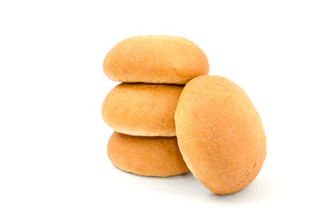 round small buns isolated on white background. Buns stack