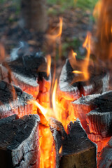 Feuer tritt aus Holz, Hitze als Zeichen der inneren Haltung