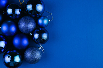 christmas blue balls on a blue background