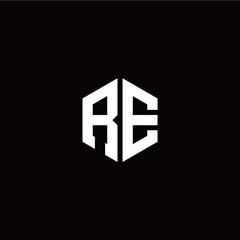 Initial R E letter with polygon modern style logo template vector