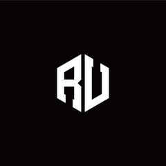 Initial R U letter with polygon modern style logo template vector