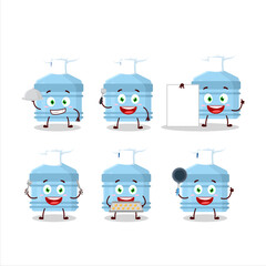 Cartoon character of gallon with various chef emoticons