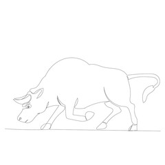 continuous line drawing, sketch bull