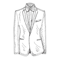 vector, isolated, hand-drawn sketch of men's jacket