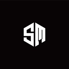 Initial S M letter with polygon modern style logo template vector