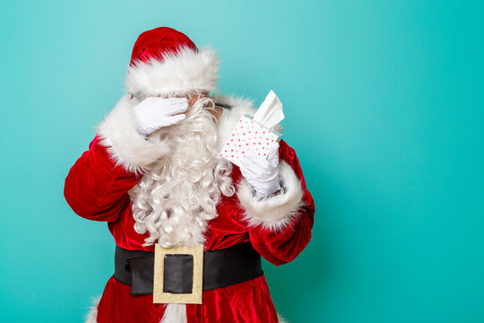 Santa Claus Having Covid 19 Symptoms During Winter Holiday Season