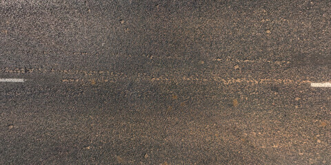 view from above on texture of old asphalt road