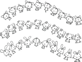 vector cartoon pets border background