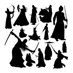 Martial art warrior silhouettes. Good use for symbol, logo, web icon, mascot, sign, or any design you want.