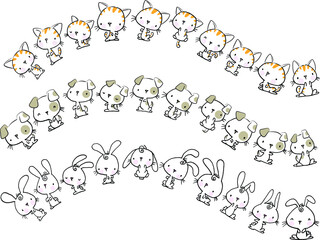 vector cartoon pets border background