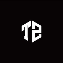Initial T Z letter with polygon modern style logo template vector
