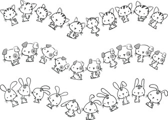 vector cartoon pets border background