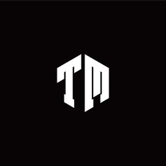 Initial T M letter with polygon modern style logo template vector