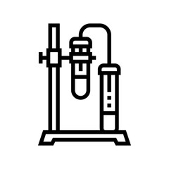 stand and clamp with tube line icon vector. stand and clamp with tube sign. isolated contour symbol black illustration
