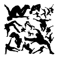 Parkour activity silhouettes. Good use for symbol, logo, web icon, mascot, sign, or any design you want.