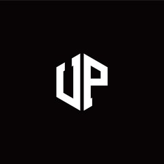Initial U P letter with polygon modern style logo template vector