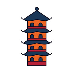 Mid autumn concept, chinese tower icon, line and fill style