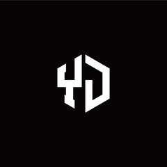 Initial Y J letter with polygon modern style logo template vector