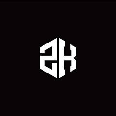Initial Z K letter with polygon modern style logo template vector