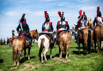 reconstruction of scenes from the Battle of Borodino war of 1812