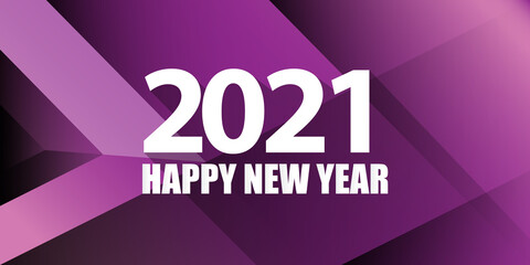 2021 Happy new year horizontal banner background or greeting card with text. vector 2021 new year numbers isolated on abstract violet horizontal background