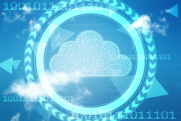 2d illustration of Cloud computing, Cloud Computing Concept, Cloud computing technology internet concept background