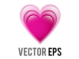 Vector glossy pink love glowing heart emoji icon