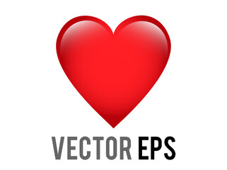 Vector classic love red glossy heart emoji icon, used for expressions of love passion and romance - 377093713