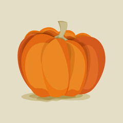 Obraz premium Autumn vegetable big orange pumpkin on a light background. Halloween. Vector file.