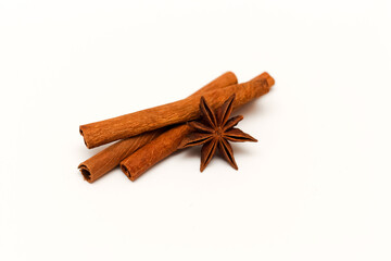 A few sticks of natural fragrant brown cinnamon and anise star.