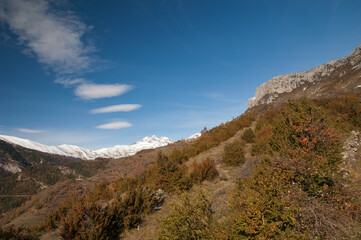 Peaks of the Ordesa and Monte Perdido National Park. From left to right: Monte Perdido, Soum de Ramond and Punta de las Olas. Huesca. Aragon. Spain.