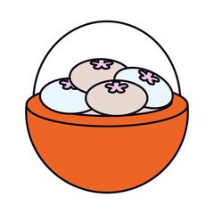 bowl with dumplings icon, line and fill style