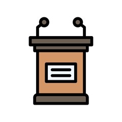 election related speech table for candidate with mic vector with editable stroke,