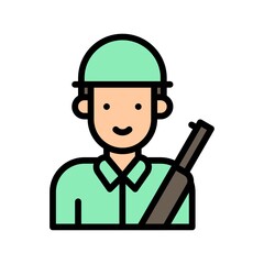 elections related army boy character with uniform and cap vector with editable stroke,