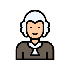 election related judge or character with uniform and wig vector with editable stroke,