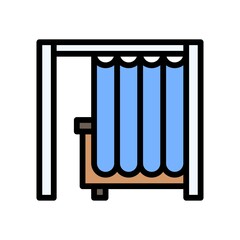 election related vote office with table and curtain vector with editable stroke