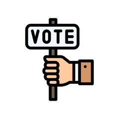 election related hand board in boy hand with written text vector with editable stroke,