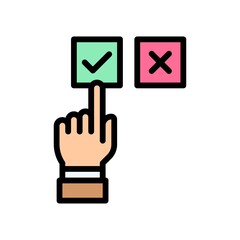 election related correct and incorect sign of which hand on correct sign vector with editable stroke,