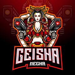 Geisha mecha esport logo mascot design