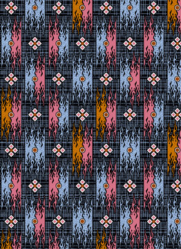 geometric pattern. Seamless flowers bitti and dot background