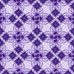 Vintage jewelry seamless pattern with colored gems...Flowers made of precious stones...